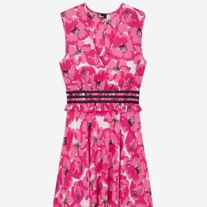 THE KOOPLES PARIS 100% Silk Pink Summer Party Midi Dress